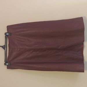 MICHOU Vintage Burgundy Leather Midi Skirt